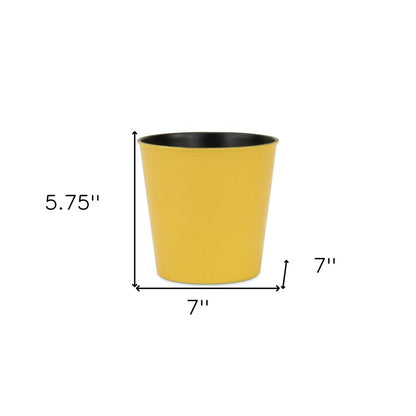 7" Yellow Recycled Plastic Indoor Outdoor Round Pot Planter