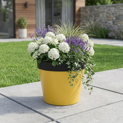 7" Yellow Recycled Plastic Indoor Outdoor Round Pot Planter