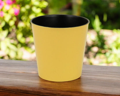 7" Yellow Recycled Plastic Indoor Outdoor Round Pot Planter