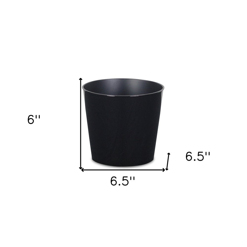 7" Black Recycled Plastic Indoor Outdoor Round Pot Planter
