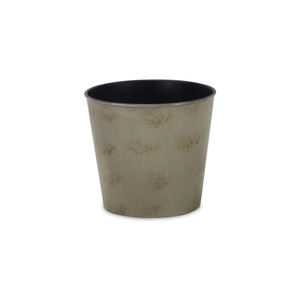 7" Gray Recycled Plastic Indoor Outdoor Round Pot Planter