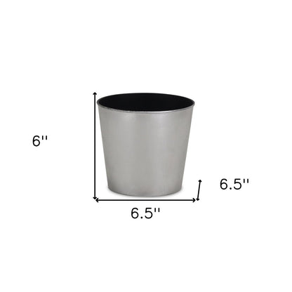 7" Silver Recycled Plastic Indoor Outdoor Round Pot Planter