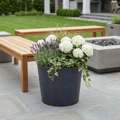 6" Blue Recycled Plastic Indoor Outdoor Round Pot Planter