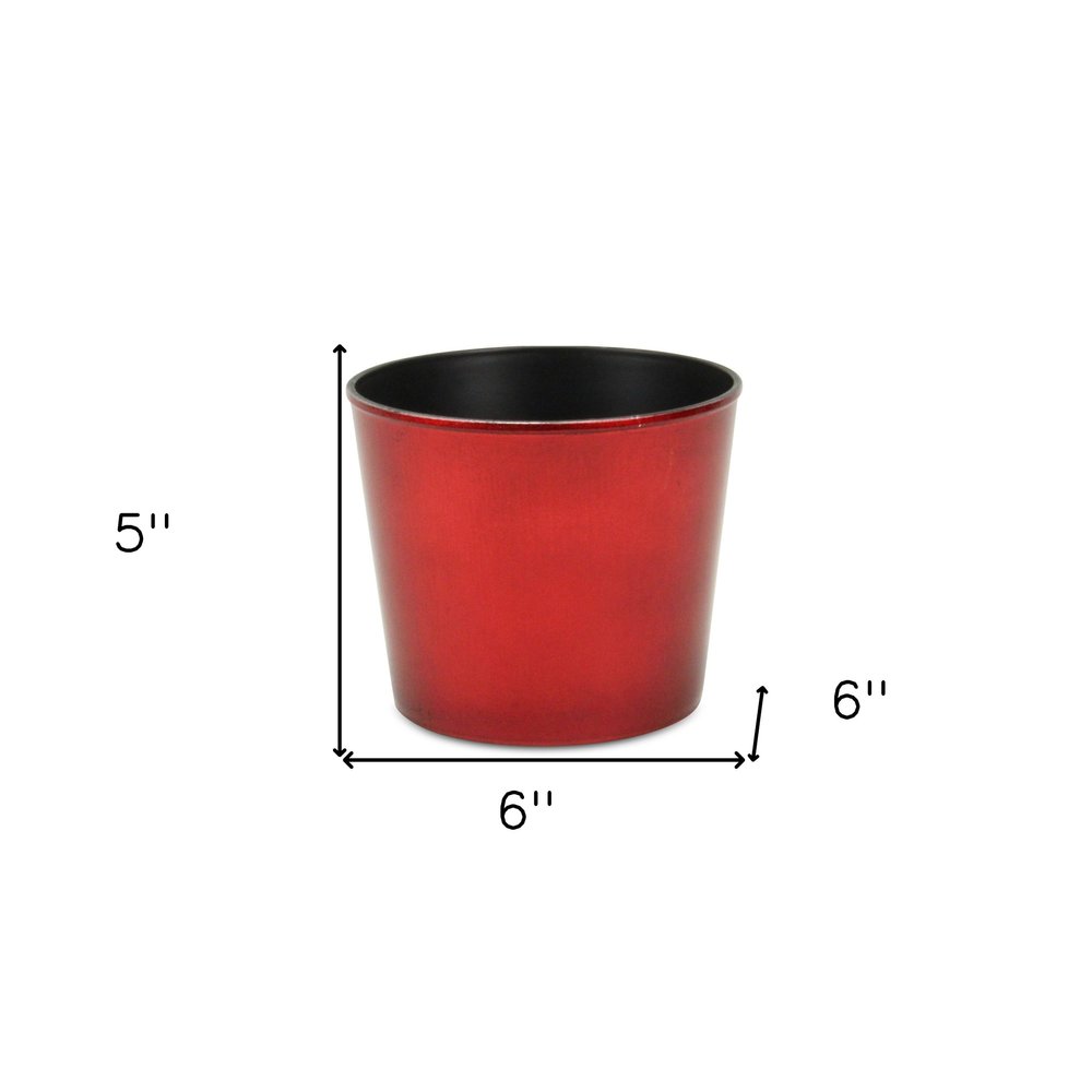 6" Red Recycled Plastic Indoor Outdoor Round Pot Planter