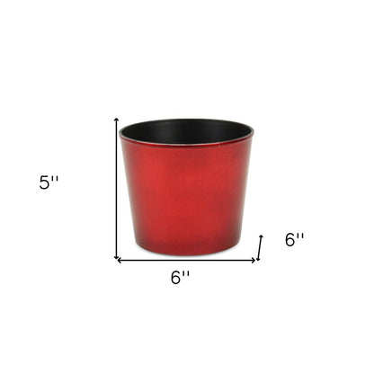 6" Red Recycled Plastic Indoor Outdoor Round Pot Planter