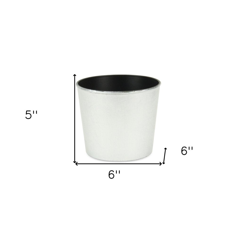 6" Silver Recycled Plastic Indoor Outdoor Round Pot Planter