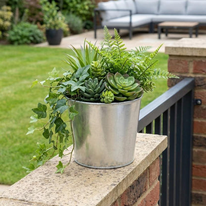 6" Silver Recycled Plastic Indoor Outdoor Round Pot Planter