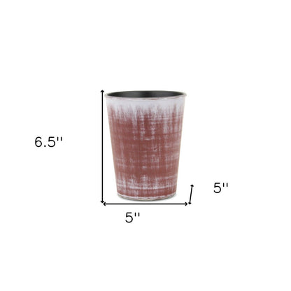 5" Brown and Ivory Textural Tone On Tone Recycled Plastic Indoor Outdoor Round Pot Planter