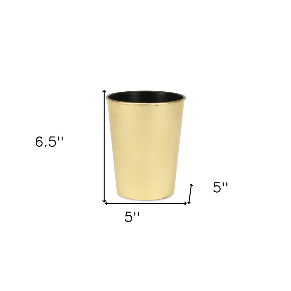 5" Gold Recycled Plastic Indoor Outdoor Round Pot Planter