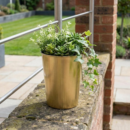 5" Gold Recycled Plastic Indoor Outdoor Round Pot Planter