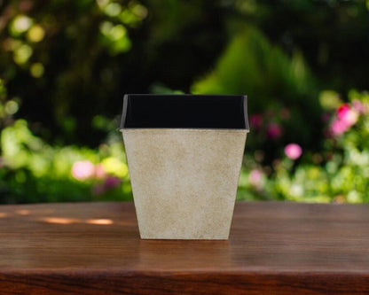 5" Cream Recycled Plastic Indoor Outdoor Square Pot Planter