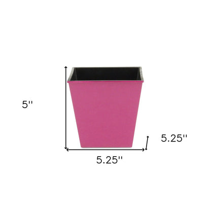 5" Hot Pink Recycled Plastic Indoor Outdoor Square Pot Planter