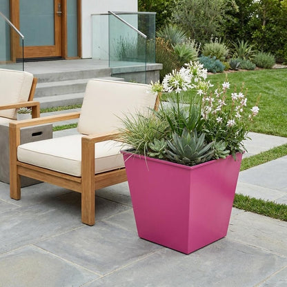 5" Hot Pink Recycled Plastic Indoor Outdoor Square Pot Planter
