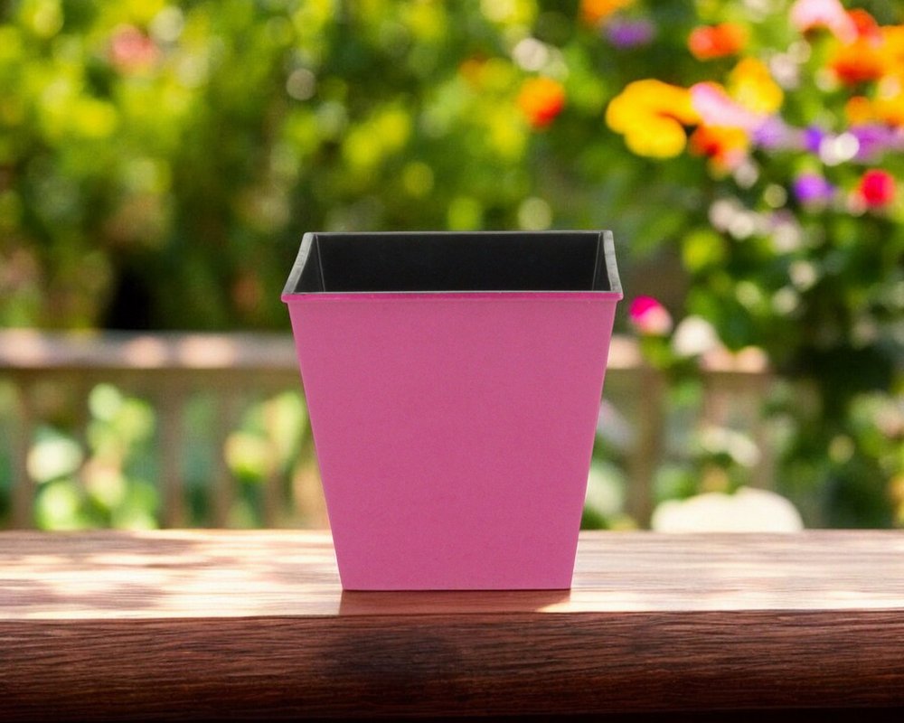 5" Hot Pink Recycled Plastic Indoor Outdoor Square Pot Planter
