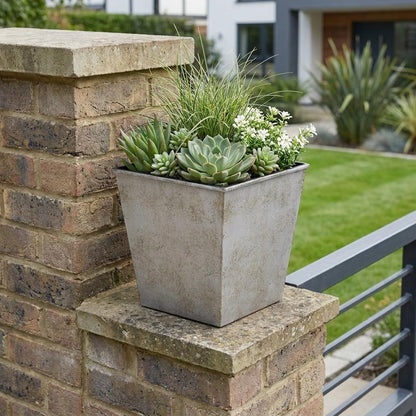 5" Gray Recycled Plastic Indoor Outdoor Square Pot Planter