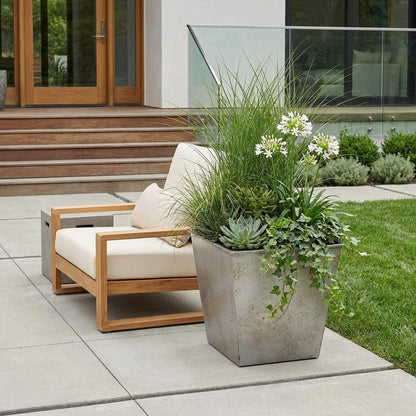 5" Gray Recycled Plastic Indoor Outdoor Square Pot Planter