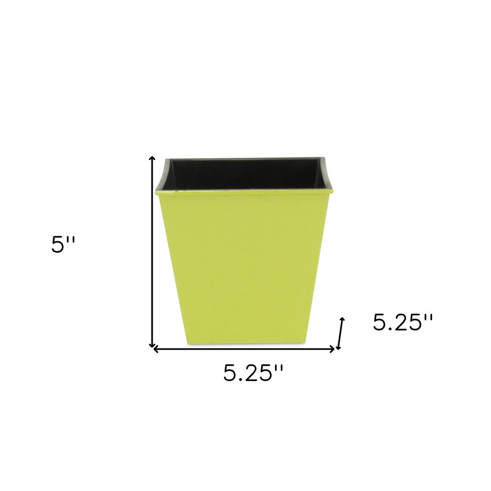5" Lime Green Recycled Plastic Indoor Outdoor Square Pot Planter