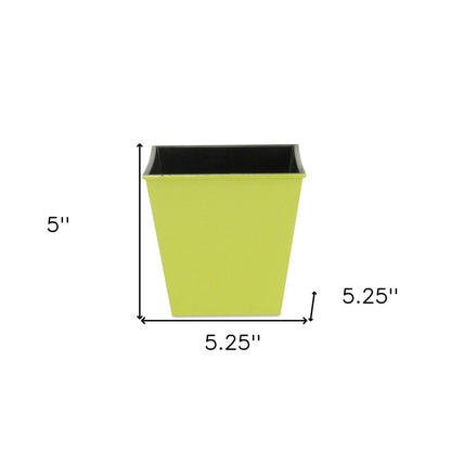 5" Lime Green Recycled Plastic Indoor Outdoor Square Pot Planter