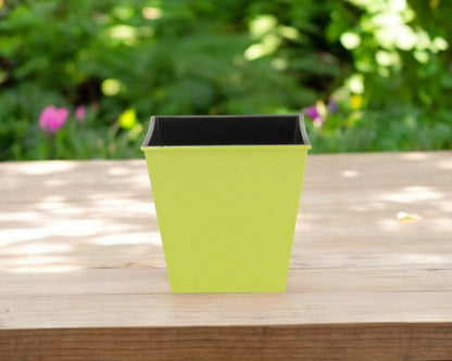 5" Lime Green Recycled Plastic Indoor Outdoor Square Pot Planter