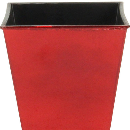 5" Red Recycled Plastic Indoor Outdoor Square Pot Planter