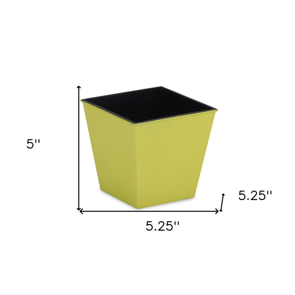 5" Yellow Recycled Plastic Indoor Outdoor Square Pot Planter