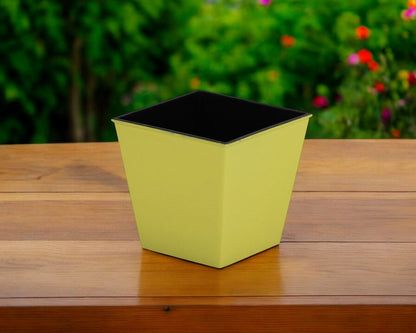 5" Yellow Recycled Plastic Indoor Outdoor Square Pot Planter