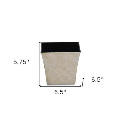 7" Cream Recycled Plastic Indoor Outdoor Square Pot Planter