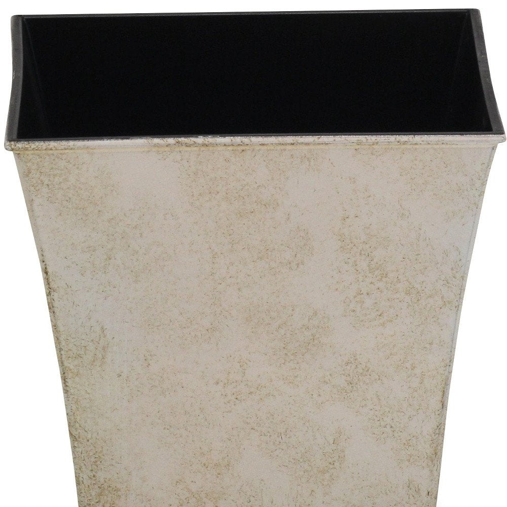 7" Cream Recycled Plastic Indoor Outdoor Square Pot Planter