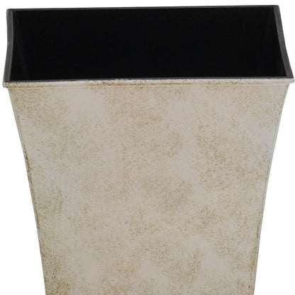 7" Cream Recycled Plastic Indoor Outdoor Square Pot Planter