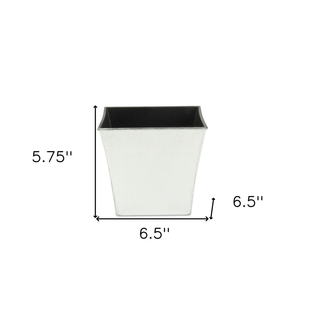 7" Silver Recycled Plastic Indoor Outdoor Square Pot Planter