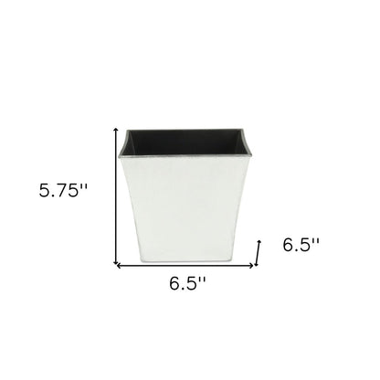 7" Silver Recycled Plastic Indoor Outdoor Square Pot Planter