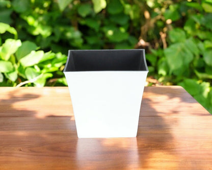 7" White Recycled Plastic Indoor Outdoor Square Pot Planter