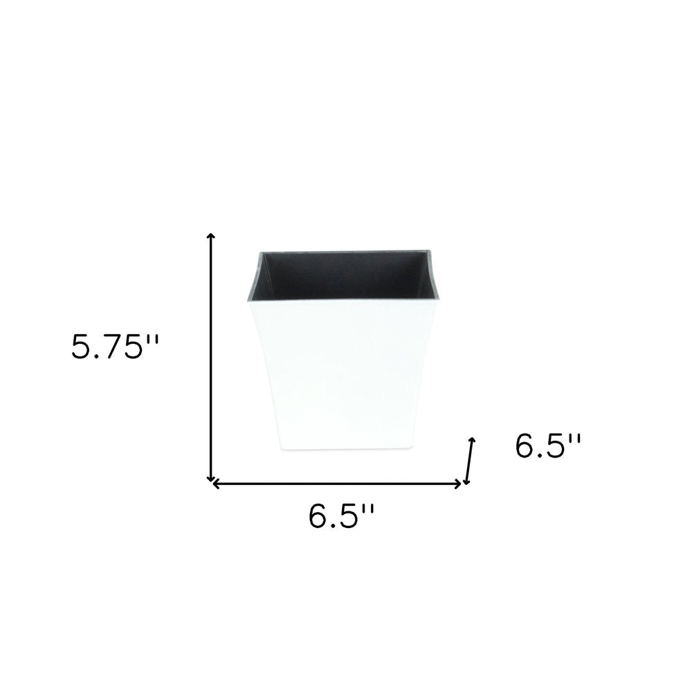 7" White Recycled Plastic Indoor Outdoor Square Pot Planter