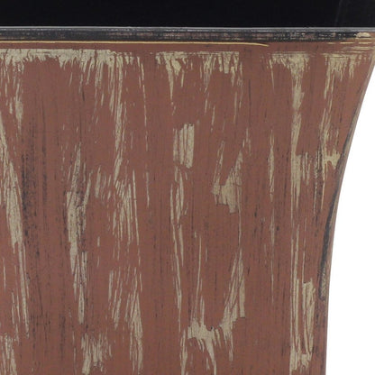 7" Brown and Ivory Textural Tone On Tone Recycled Plastic Indoor Outdoor Square Pot Planter