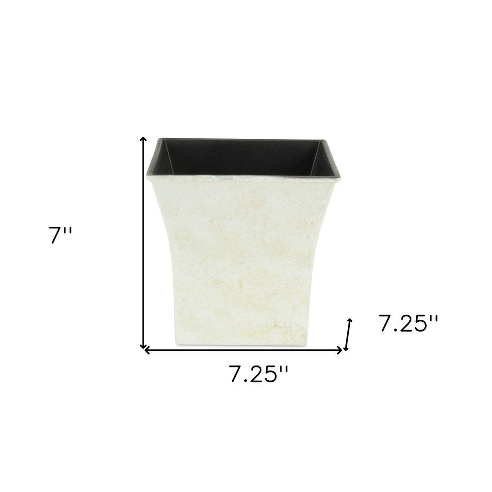 7" Cream Recycled Plastic Indoor Outdoor Square Pot Planter