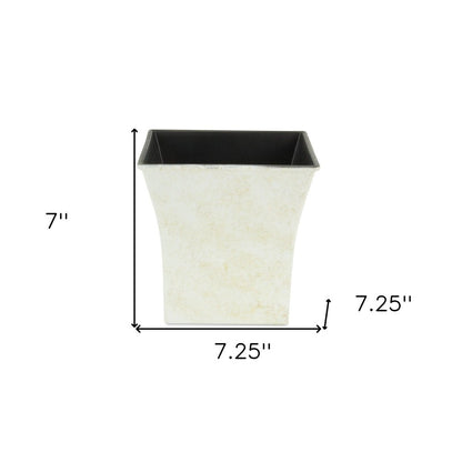 7" Cream Recycled Plastic Indoor Outdoor Square Pot Planter