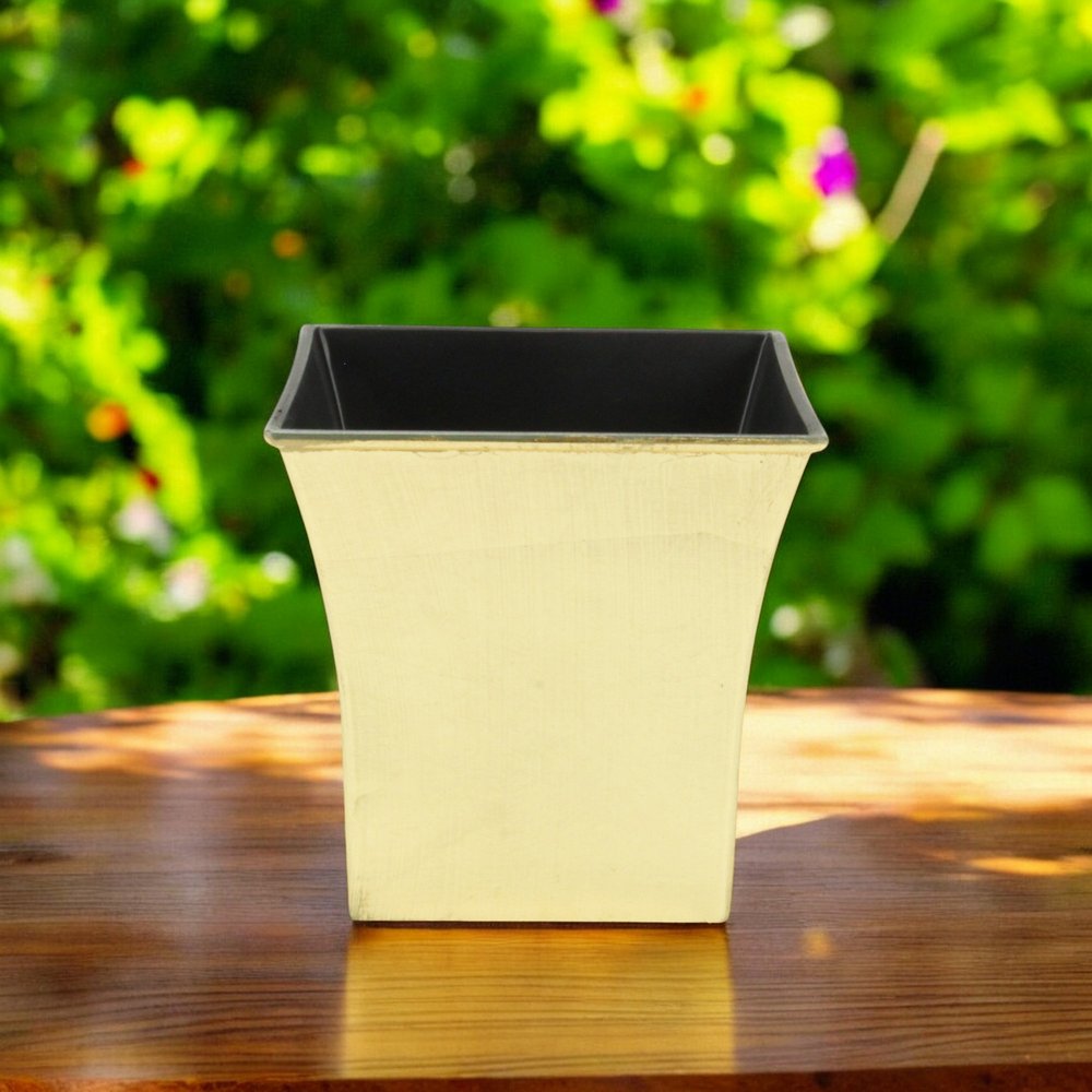 7" Gold Recycled Plastic Indoor Outdoor Square Pot Planter