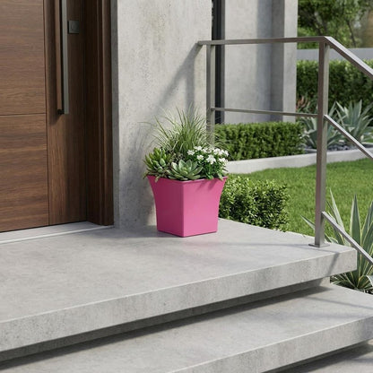 7" Hot Pink Recycled Plastic Indoor Outdoor Square Pot Planter