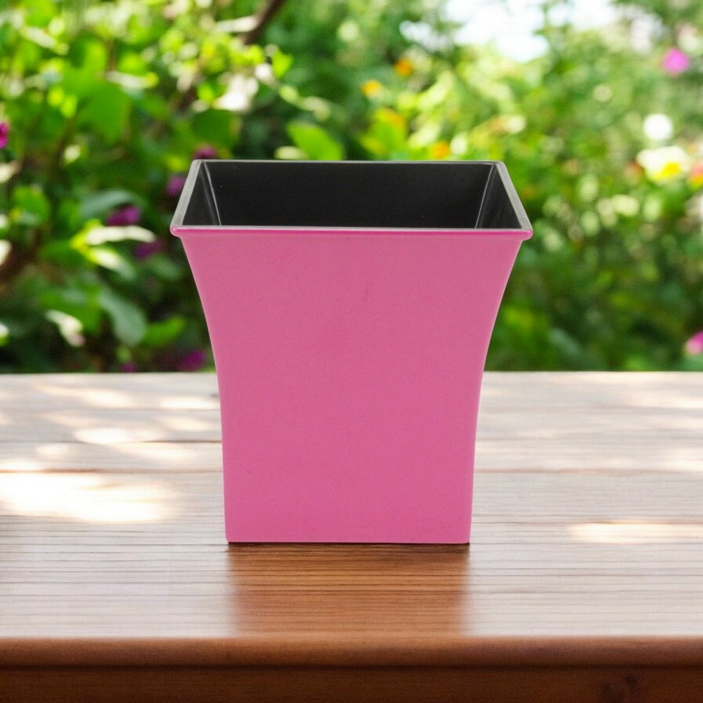 7" Hot Pink Recycled Plastic Indoor Outdoor Square Pot Planter