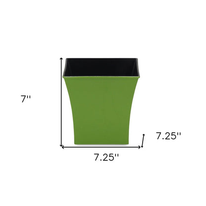 7" Lime Green Recycled Plastic Indoor Outdoor Square Pot Planter