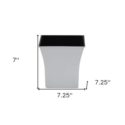 7" White Recycled Plastic Indoor Outdoor Square Pot Planter