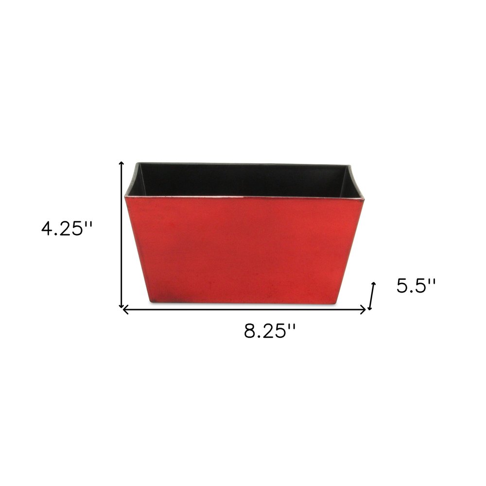 8" Red Recycled Plastic Indoor Outdoor Rectangular Planter Box