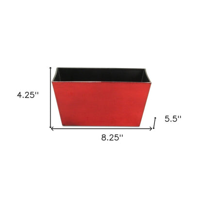 8" Red Recycled Plastic Indoor Outdoor Rectangular Planter Box