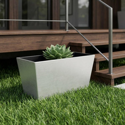 8" Silver Recycled Plastic Indoor Outdoor Rectangular Planter Box