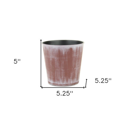 5" Brown and Off White Textural Tone On Tone Recycled Plastic Indoor Outdoor Round Pot Planter
