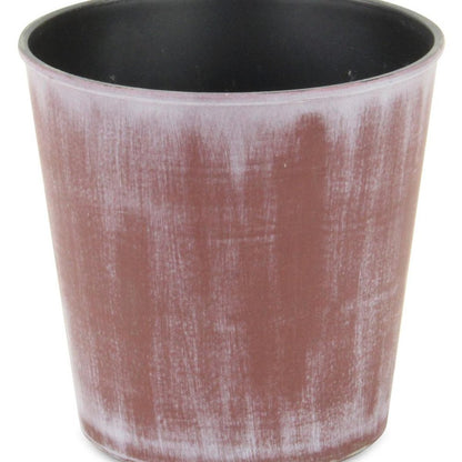5" Brown and Off White Textural Tone On Tone Recycled Plastic Indoor Outdoor Round Pot Planter