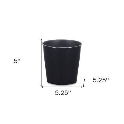 5" Black Recycled Plastic Indoor Outdoor Round Pot Planter