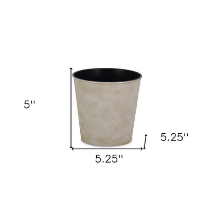 5" Cream Recycled Plastic Indoor Outdoor Round Pot Planter