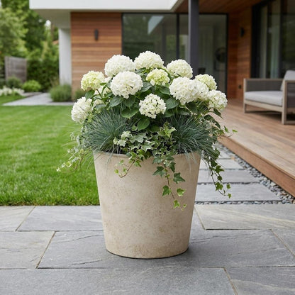 5" Cream Recycled Plastic Indoor Outdoor Round Pot Planter