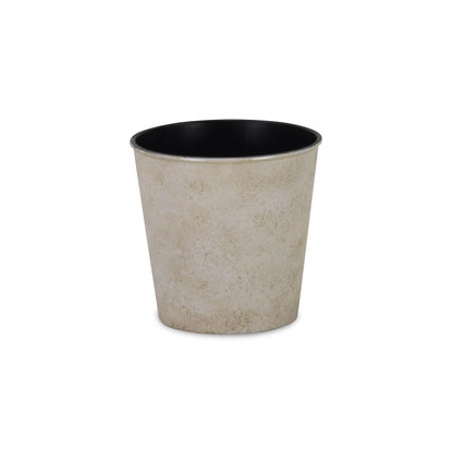 5" Cream Recycled Plastic Indoor Outdoor Round Pot Planter